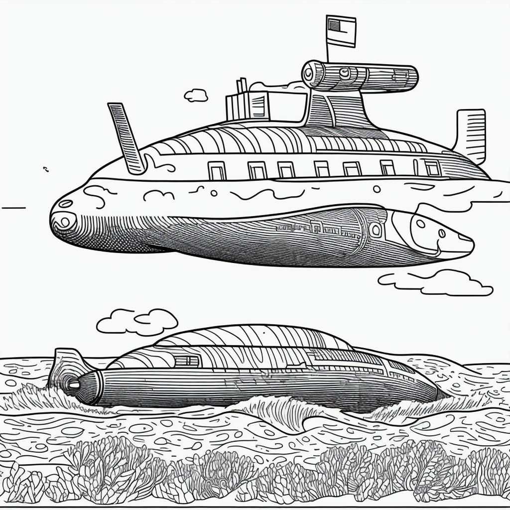 Explore Submarine Line Art: Underwater Coloring Fun