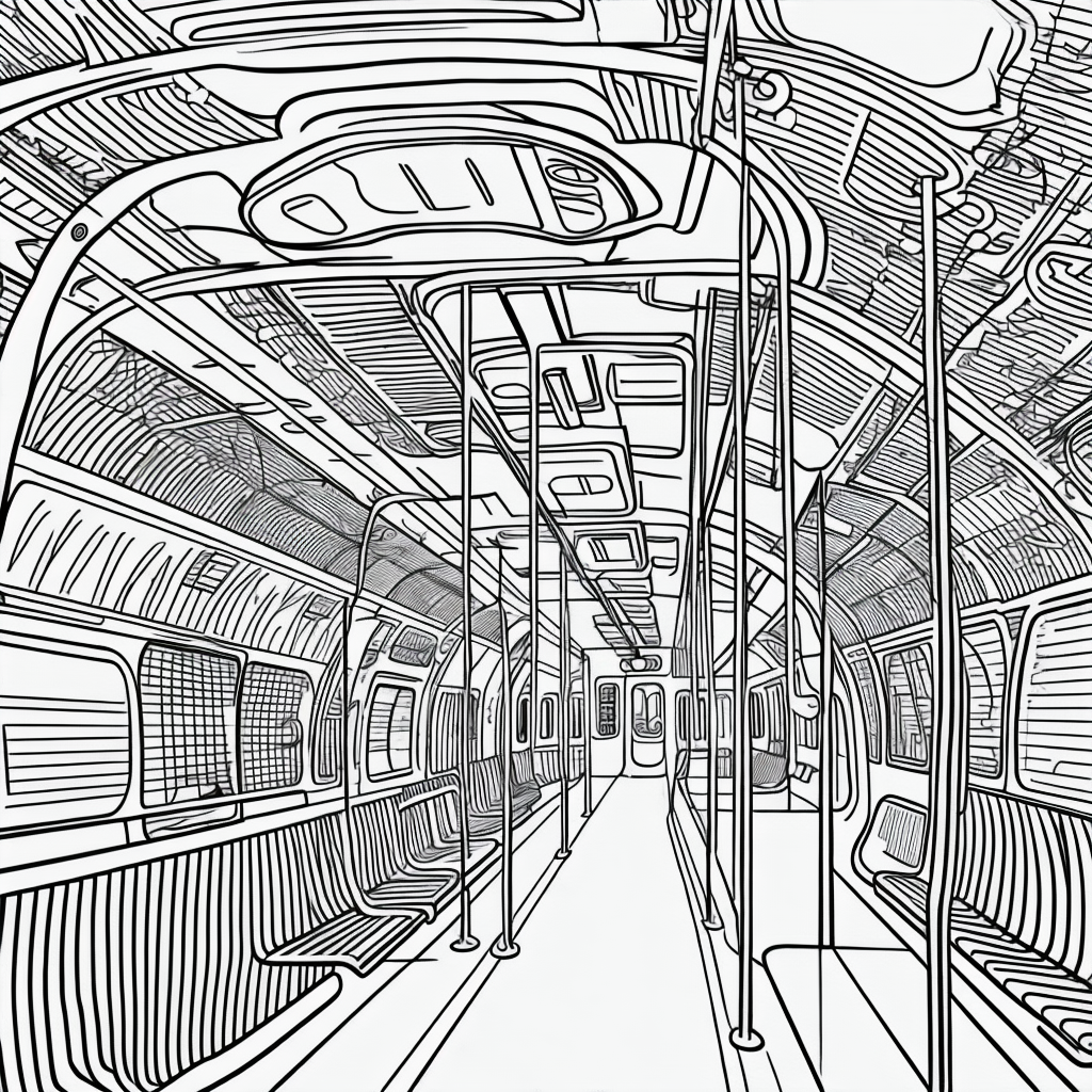 Explore Subway Train Cartoon Line Art for Coloring Fun