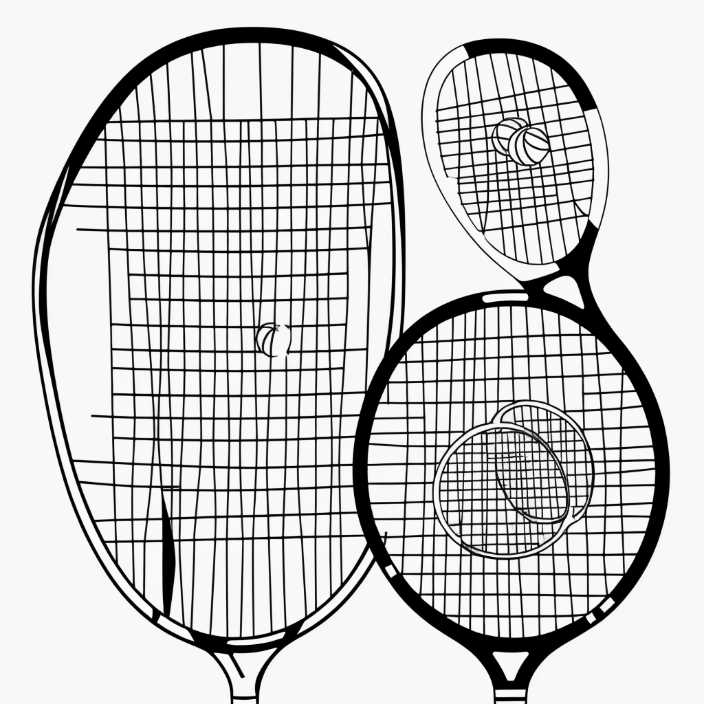 Explore Simple Tennis Racket and Ball Line Art