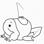 Black and white toad cartoon line art with simple outlines, perfect for coloring book enthusiasts, featuring clean and uncolored designs.