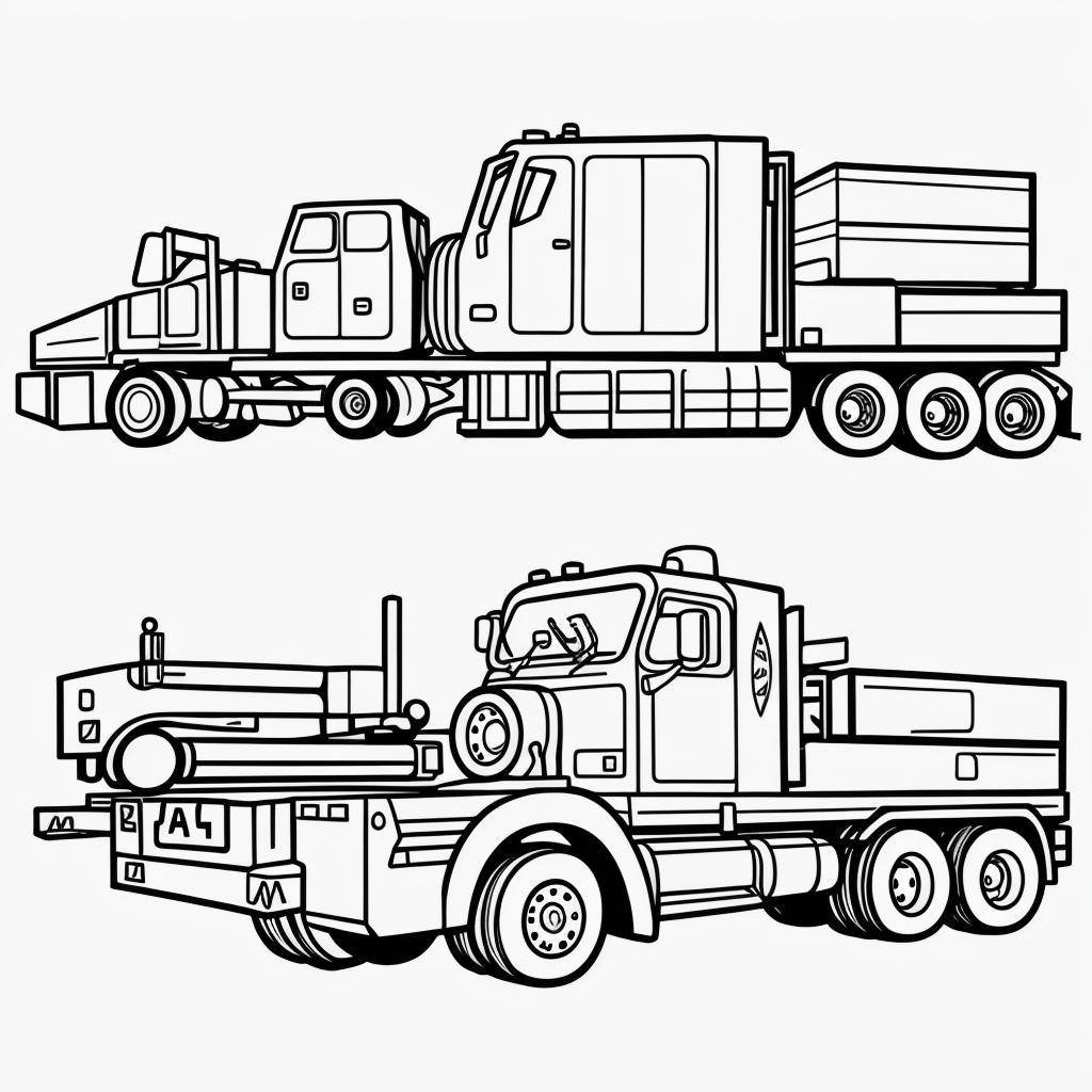 Tow Truck Cartoon Line Art for Coloring Fun