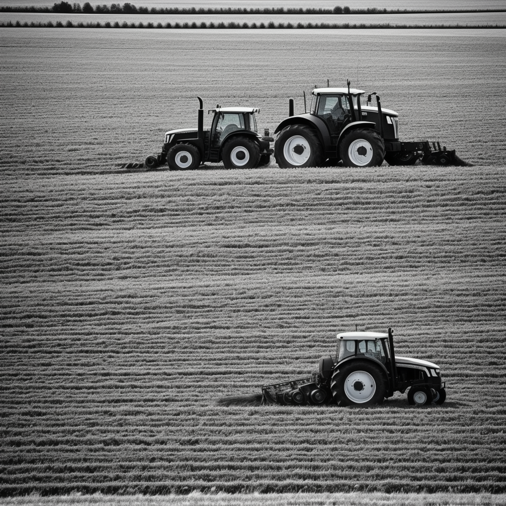 Tractor Plowing Field Line Art for Coloring Fun