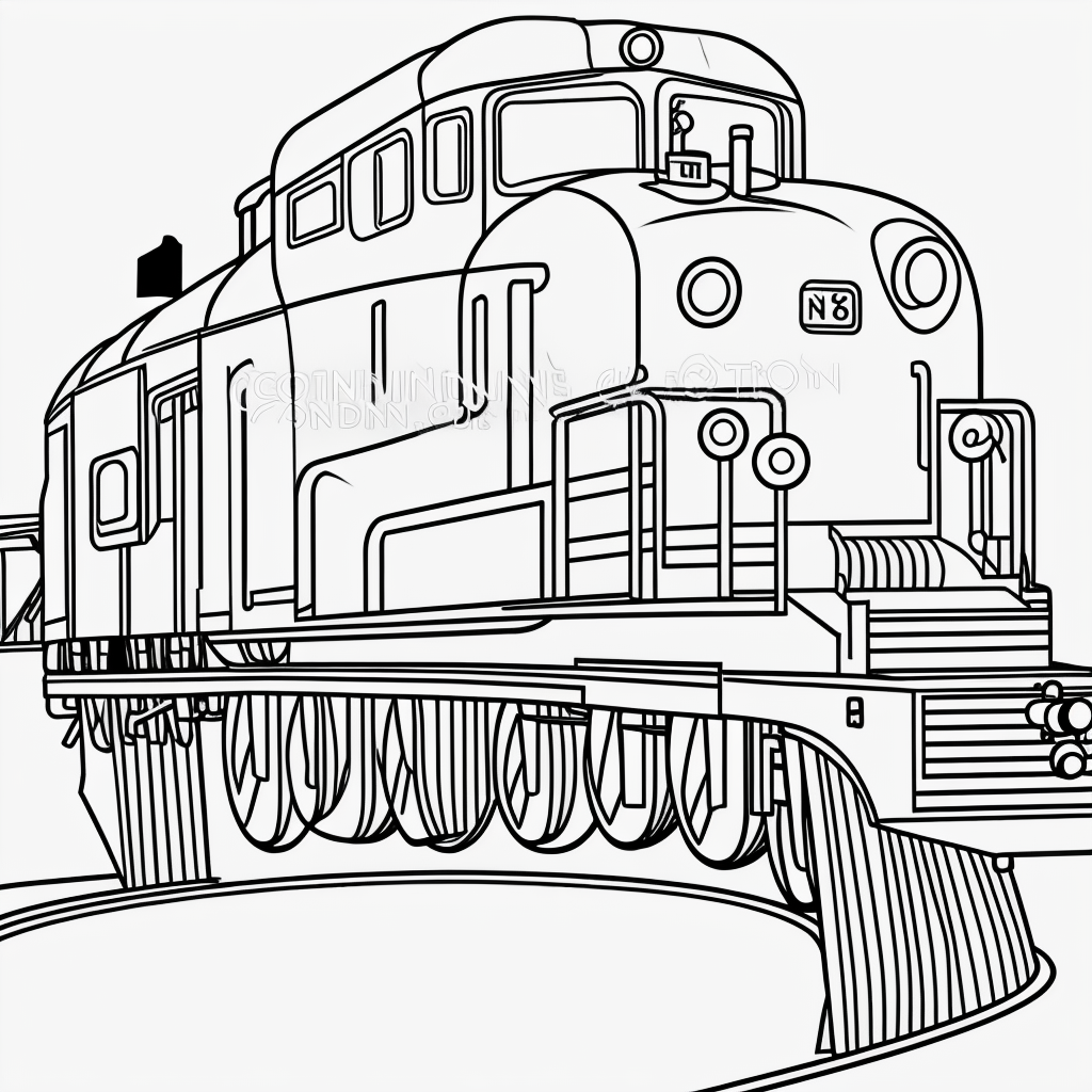 Explore Train Engine Cartoon Line Art for Coloring Fun