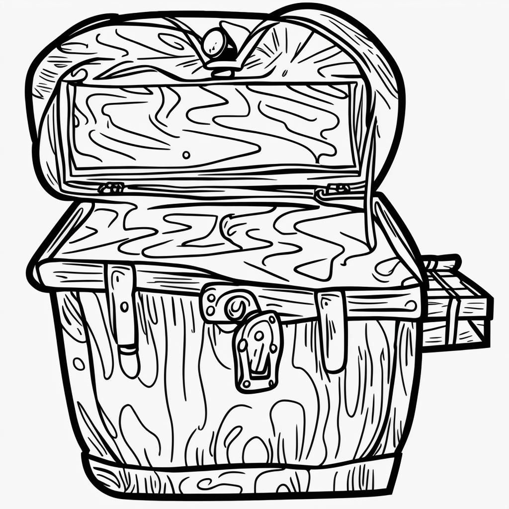Explore Black and White Line Art Treasure Chest Designs