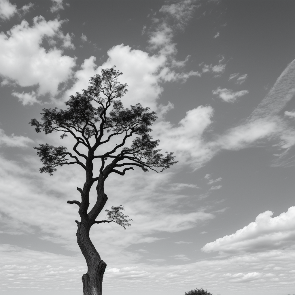 Coloring Book Line Art: Trees, Clouds, and Sun