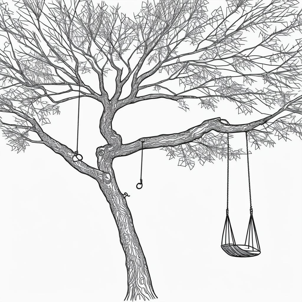 Explore Line Art: Tree with Swing Coloring Book Fun