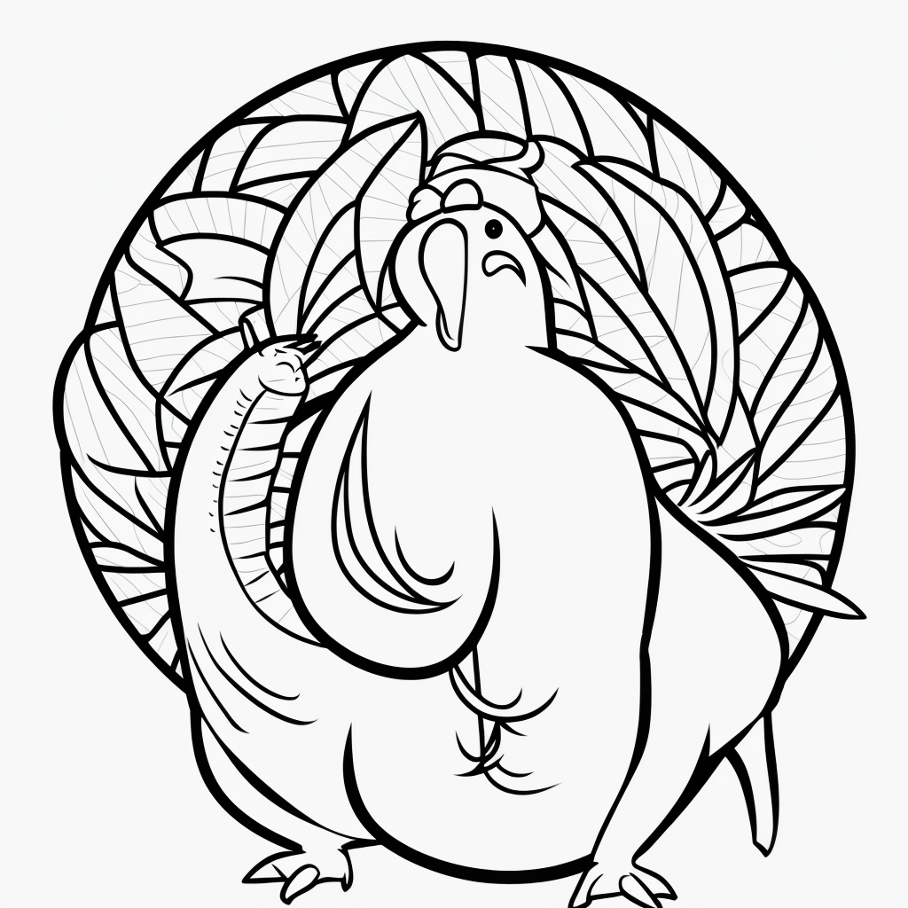 Discover Simple Turkey Cartoon Line Art Designs