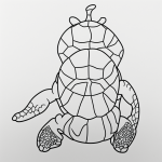 Simple turtle cartoon line art with clean outlines, perfect for coloring book enthusiasts looking for black and white, uncolored designs.