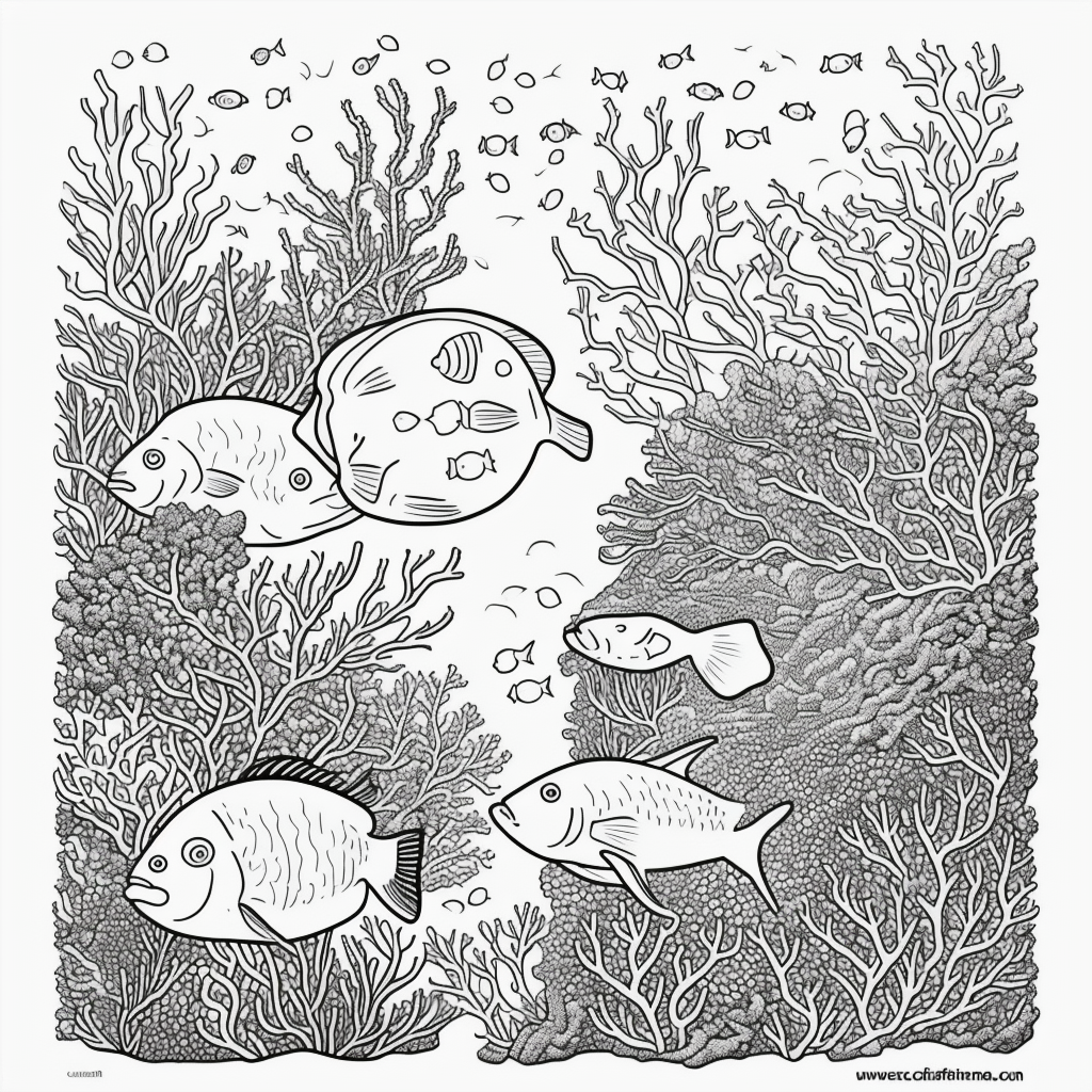 Beautiful Underwater Coral Reef Coloring Page