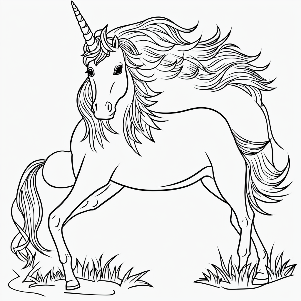 Unicorn Line Art for Coloring: Pure Black and White Bliss