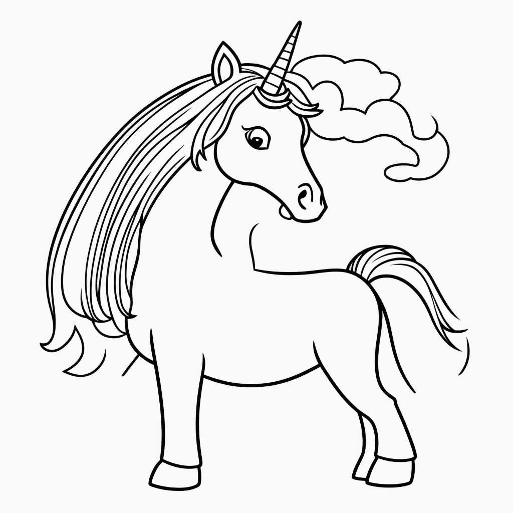 Unicorn and Rainbow Line Art for Coloring Fun