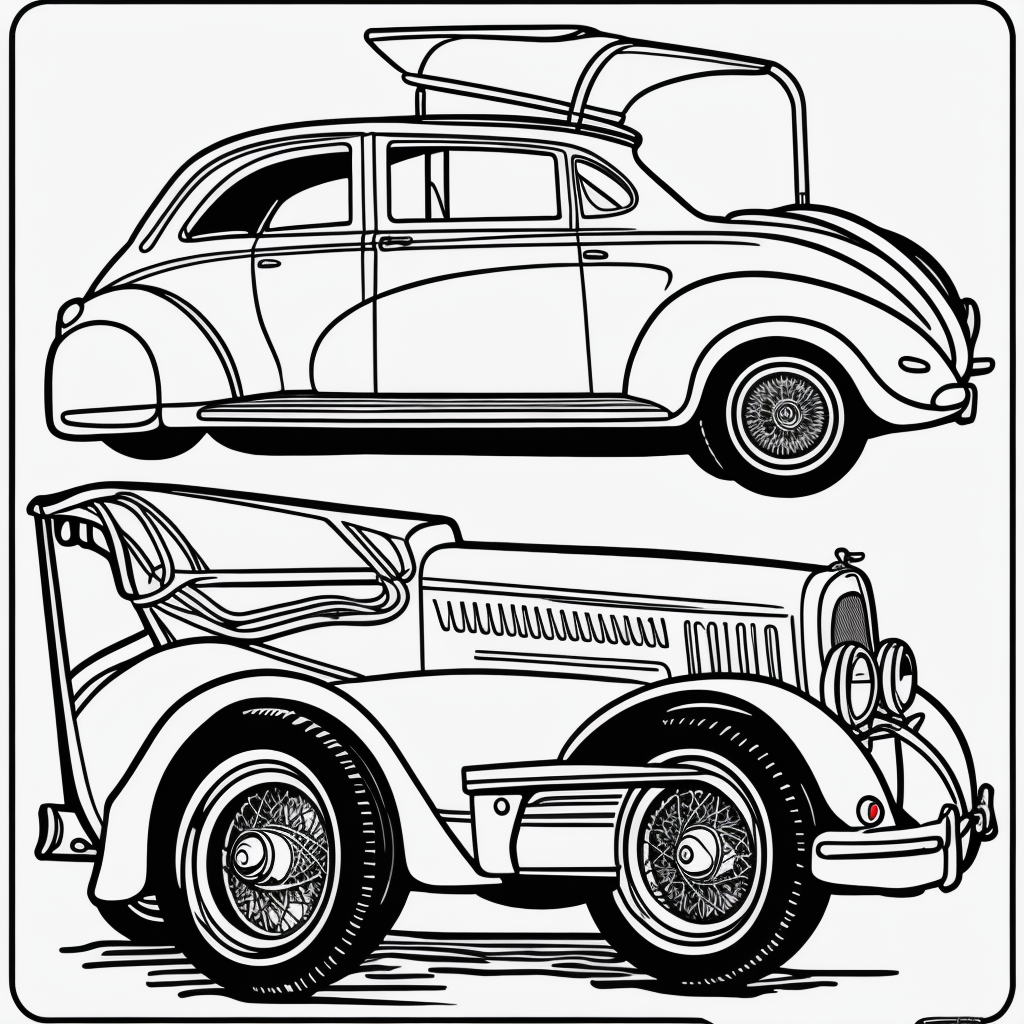 Explore Vintage Car Coloring: Simple Line Art Fun