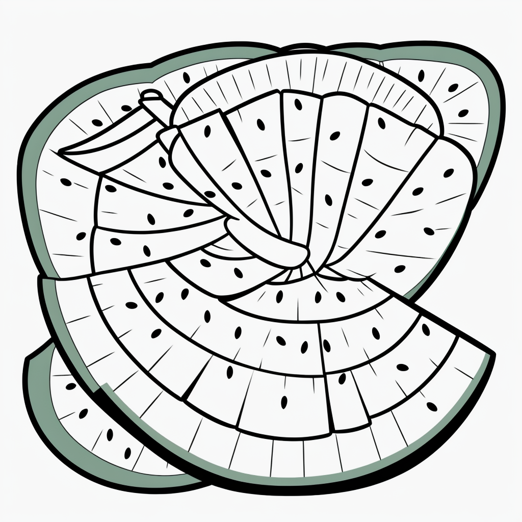Explore Watermelon Slice Cartoon Line Art for Coloring