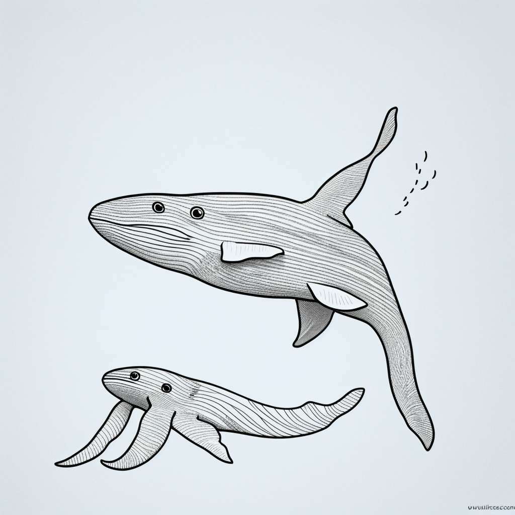 Whale Cartoon Line Art for Coloring Book Fans