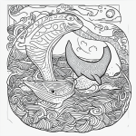 A black and white cartoon-style illustration of a whale with a playful water spout, perfect for a children's coloring book.