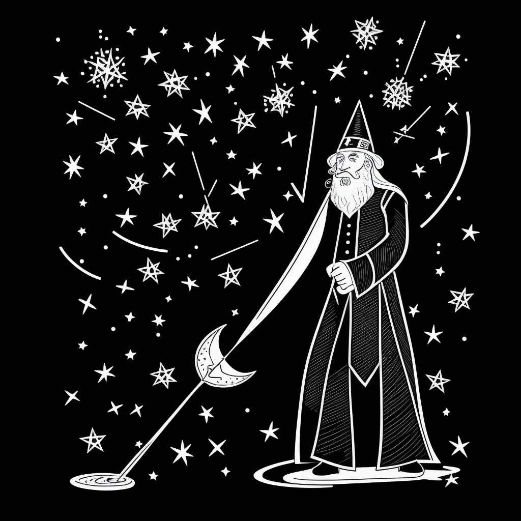 Enchanting Wizard Line Art for Coloring Enthusiasts