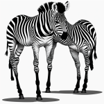 Line art of a zebra with simple black and white outlines, ideal for coloring, featuring clean outlines and uncolored areas on a white background.