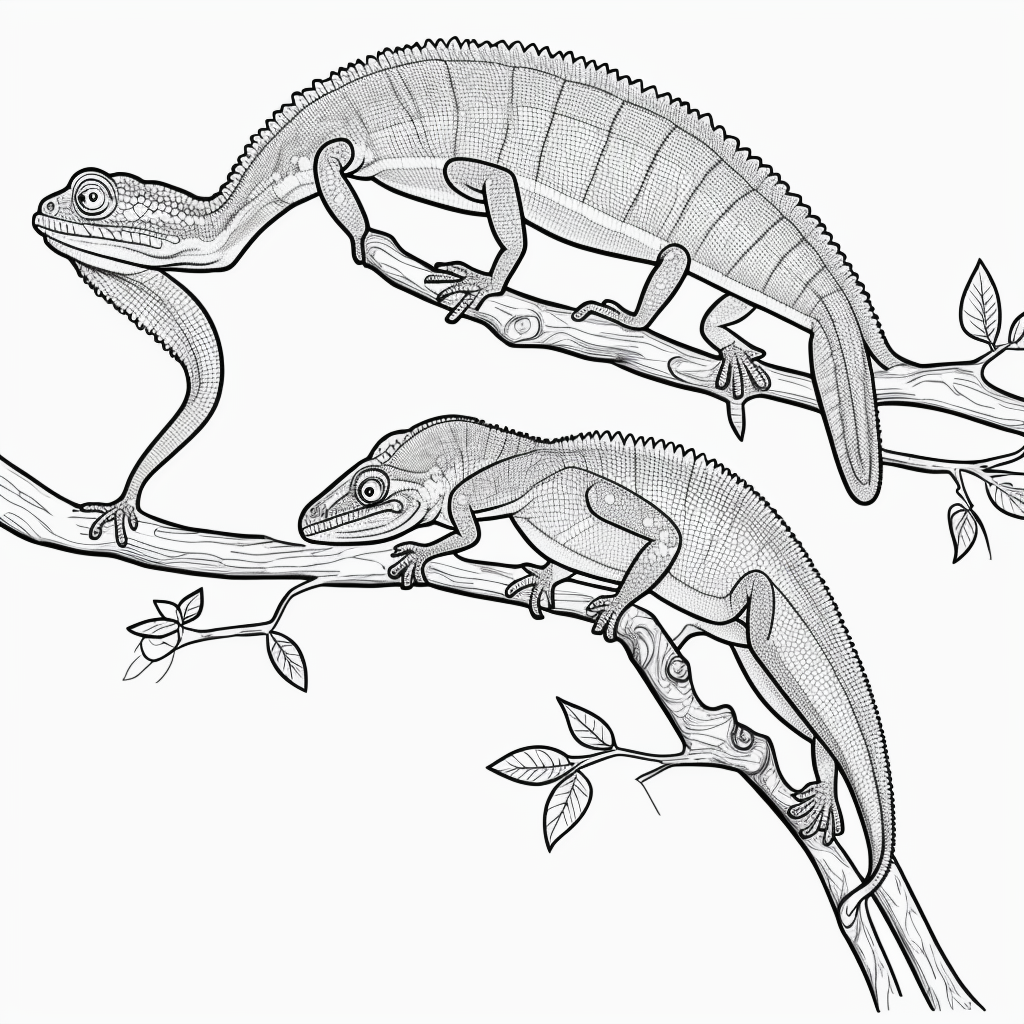 Chameleon Coloring Page for Kids: Simple Line Art Fun