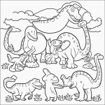 A black and white coloring page featuring a dinosaur family, ideal for kids. Clear outlines and simple line art make it perfect for coloring books.