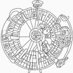 A simple black and white coloring page featuring a hamster in a wheel, designed for kids with clear outlines and no shading, perfect for coloring books.