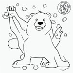 A simple black and white coloring page of a polar bear waving. Ideal for kids, this line art is perfect for coloring books and creative activities.