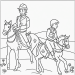 Black and white coloring page of a prince riding a horse, designed for kids with clear outlines for easy coloring.
