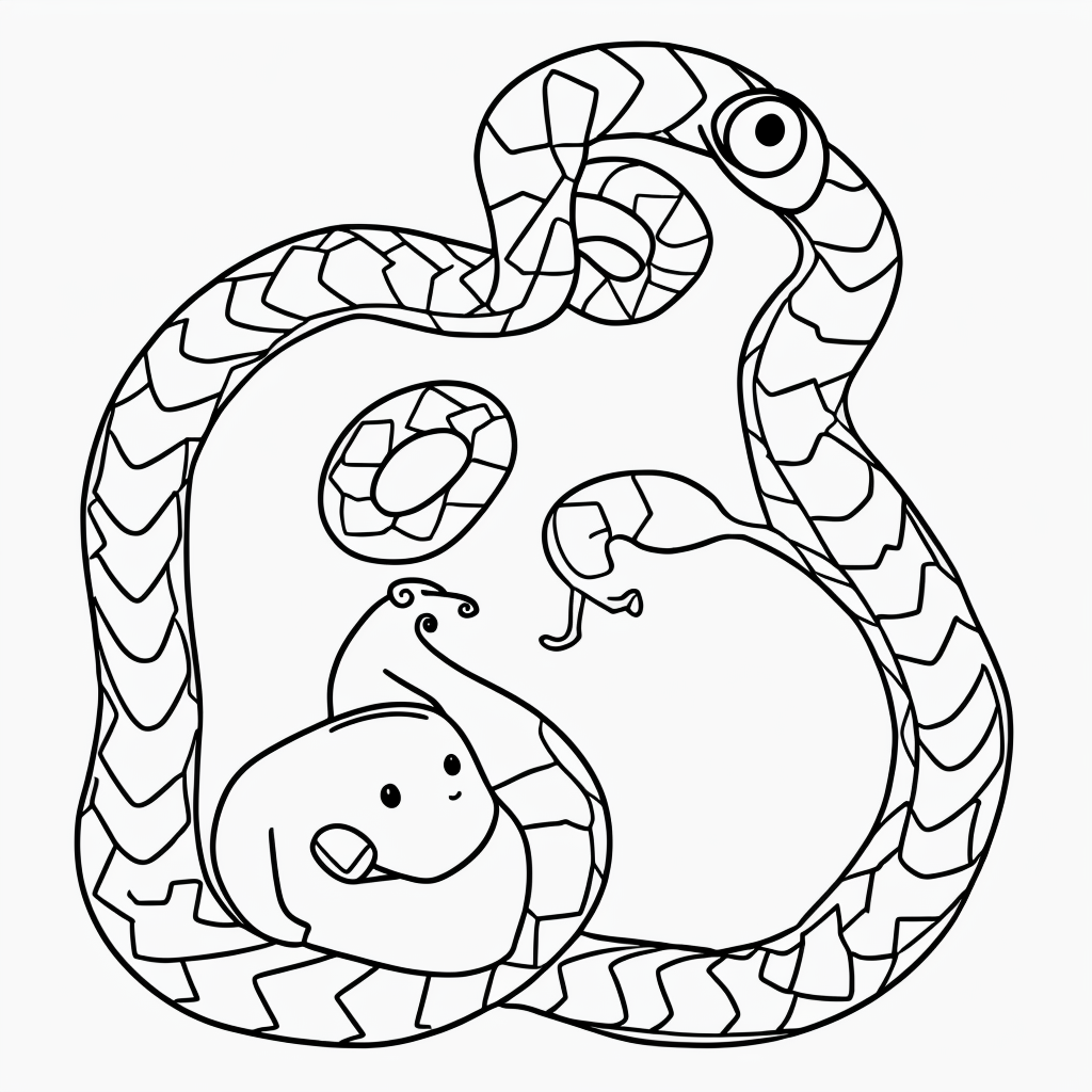 Simple Snake Coloring Page for Kids: Fun Line Art