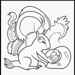 A simple black and white coloring page of a squirrel holding an acorn, designed for kids with clear outlines for easy coloring.
