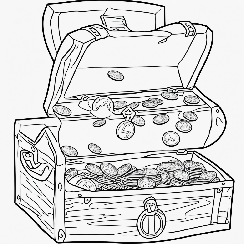 Explore Fun Kids Coloring Page: Treasure Chest Theme