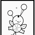 A simple black and white coloring page of a baby fish blowing bubbles, perfect for kids with clear outlines and no shading, suitable for coloring books.
