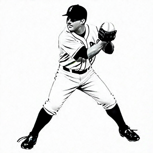 Fun Black and White Baseball Coloring Page for Kids