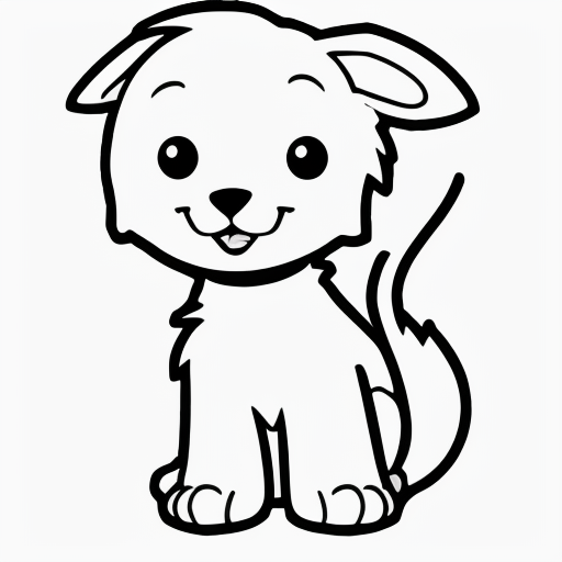 Fun Puppy Coloring Page for Kids: Black and White Art
