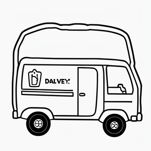 Free Simple Delivery Van Coloring Page for Kids